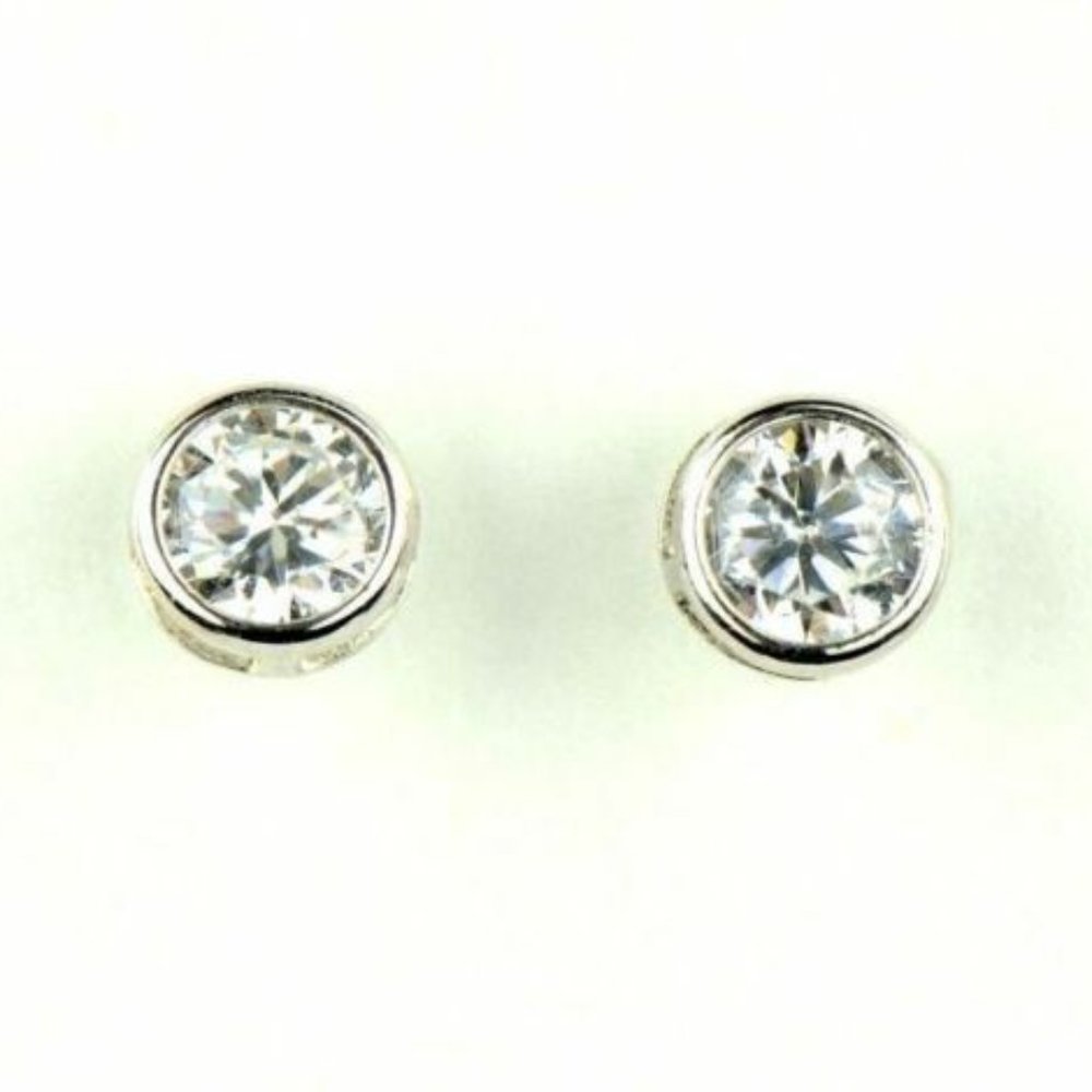 Solid 14k White Gold Bezel Push Back Butterfly Bi… - image 6